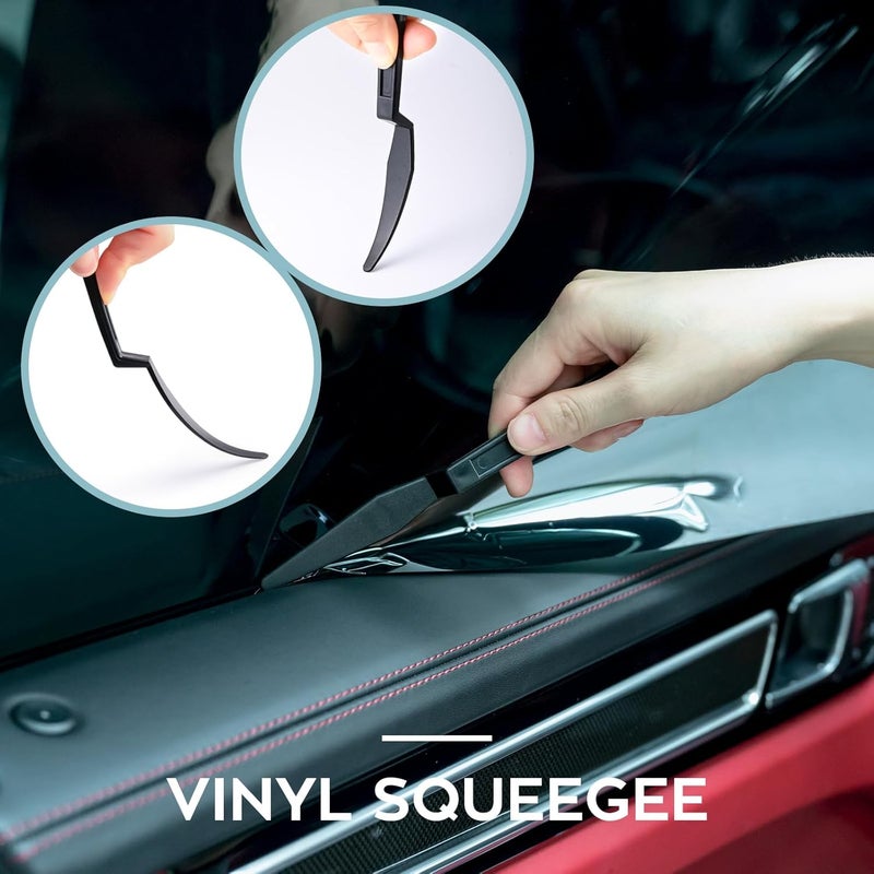 FOSHIO 4PCS Wrap Magnets Window Tint Kit, 5M Knife Tape Finish Line, 2PCS Felt Squeegee & Felt Tape, Vinyl Cutter Utility Knife and 10PCS Blades, 2PCS Micro Squeegee Corner Squeegee Vinyl Wrap Tools - Image 5
